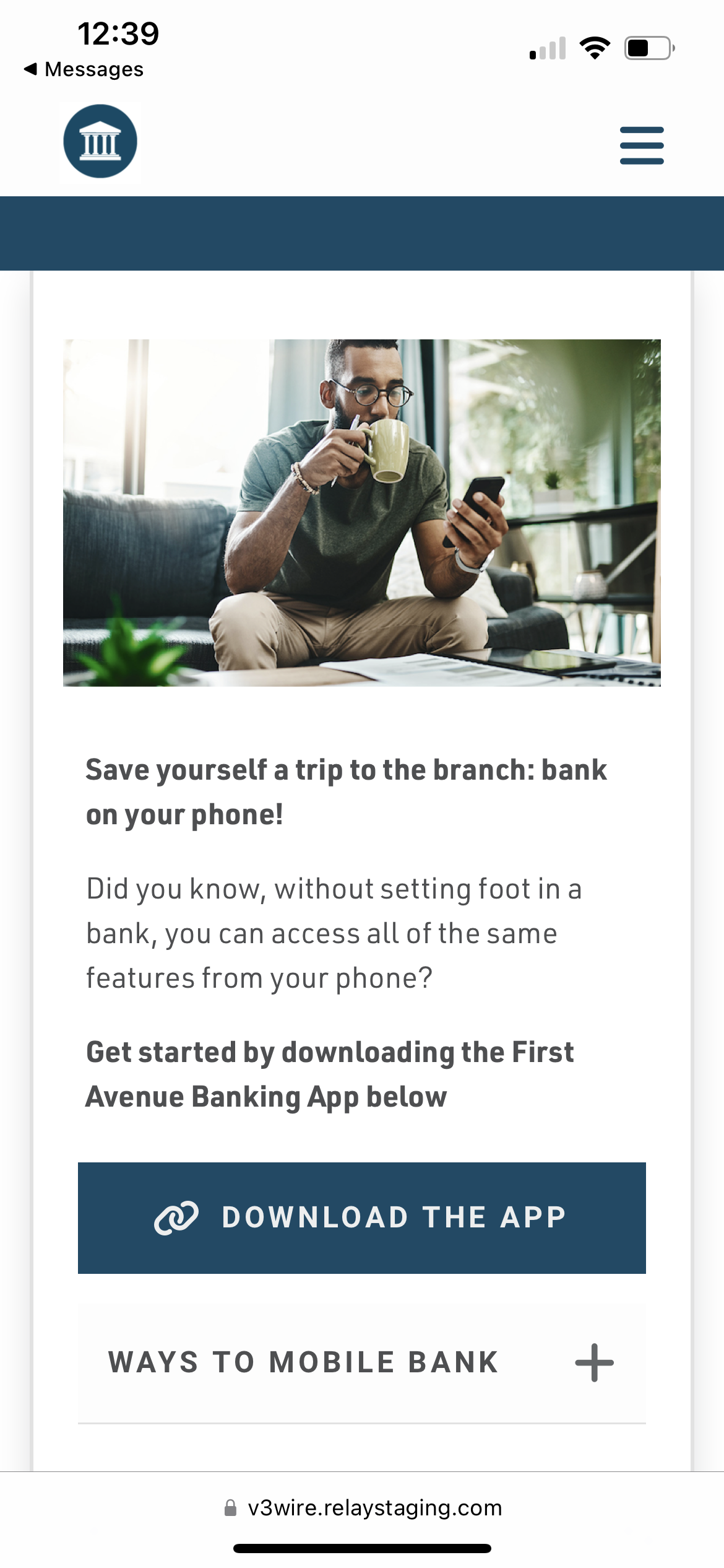 A banking customer's phone prompting them to download banking app